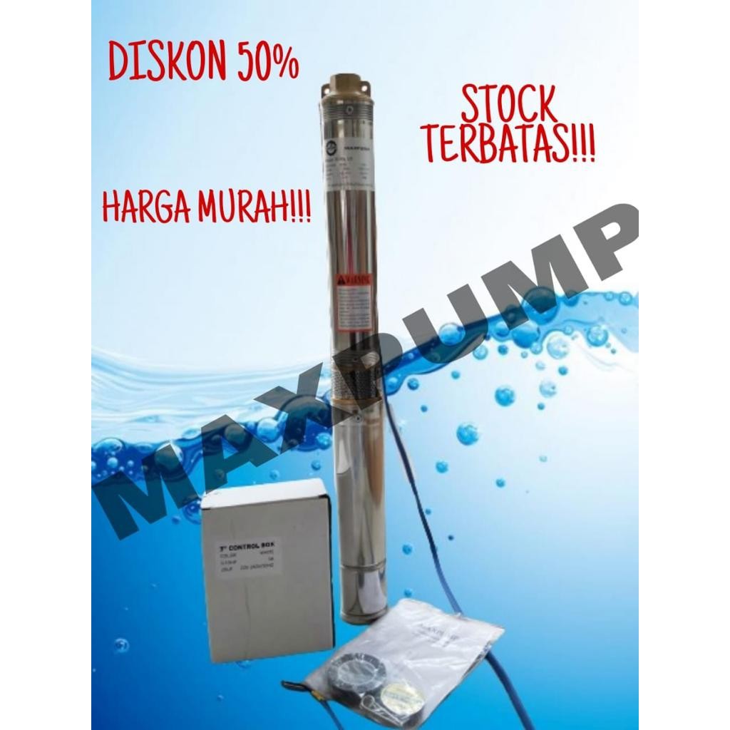 MAXPUMP 3SDM1/14 SET LENGKAP CONTROL BOX DAN KABEL Pompa Air satelit submersible Pump 3inch Pompa Ai