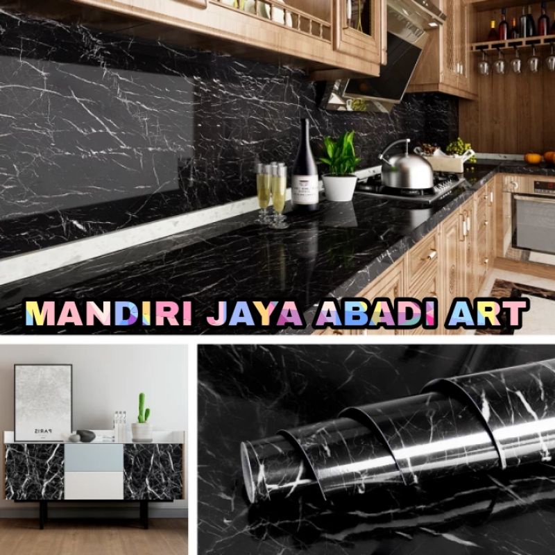 Stiker Serat Kayu Tekstur dan Stiker Marmer Marble Glossy Tebal Premium Pelapis Furniture Meja Lemari Kayu Lantai Kaca Pintu Kitchen Set Dinding Dapur Anti Air Minyak dan Tahan Panas ( L-122 CM )