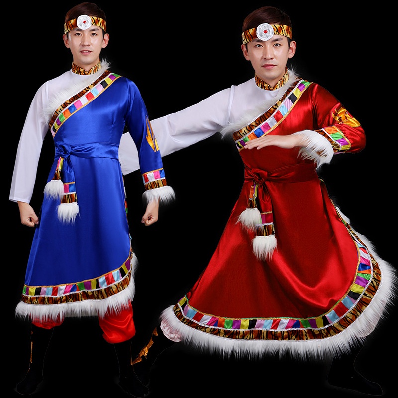 Tibet Ethnic Tari Kostum Etnis Tibet  Pria Tibet Tahap Melakukan Kostum Dewasa Mongolia