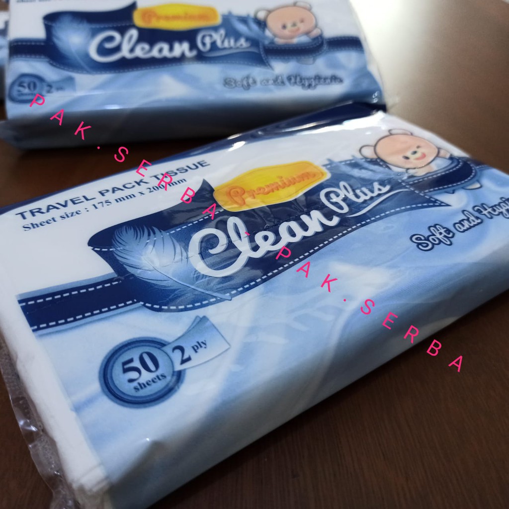 Clean Plus Travel Pack Tissue Premium 50 sheets Soft &amp; Hygienic / Tisu