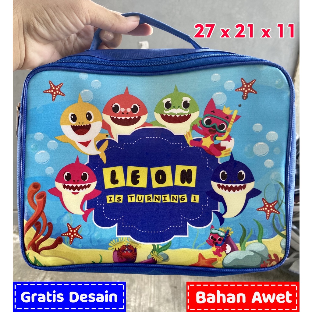 Goodiebag Resleting Polyster Ultah Anak Baby Shark