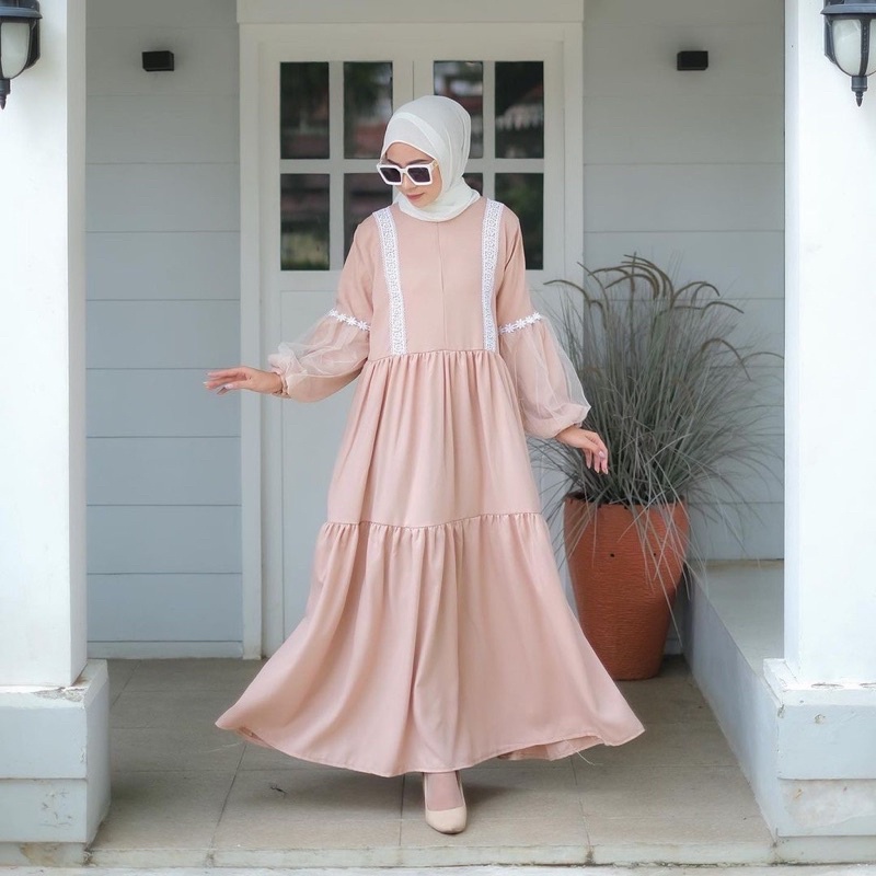 HAYLA Dress - Baju Gamis Muslim Wanita - Dress Muslim Wanita Terbaru - Dress wanita Jumbo - Gamis Wanita - Dress Wanita