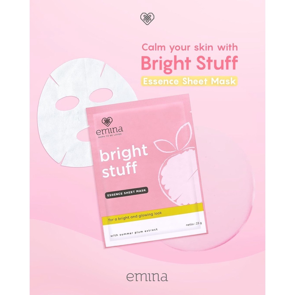 `ღ´ PHINKL `ღ´ ╰☆☆ 𝔢мιℕά ☆☆╮  Emina bright stuff face sheet mask pemutih wajah cocok untuk remaja