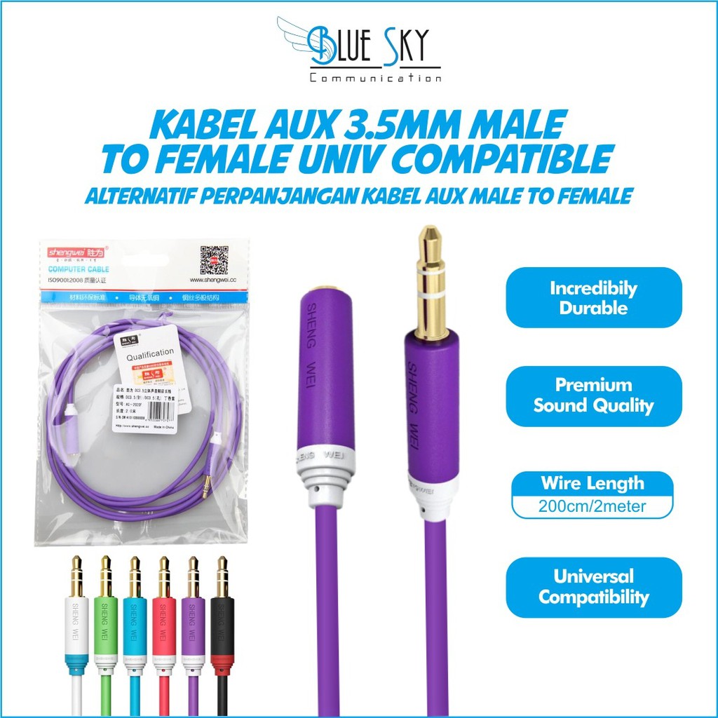 KABEL AUX AUDIO MALE TO FEMALE 2M