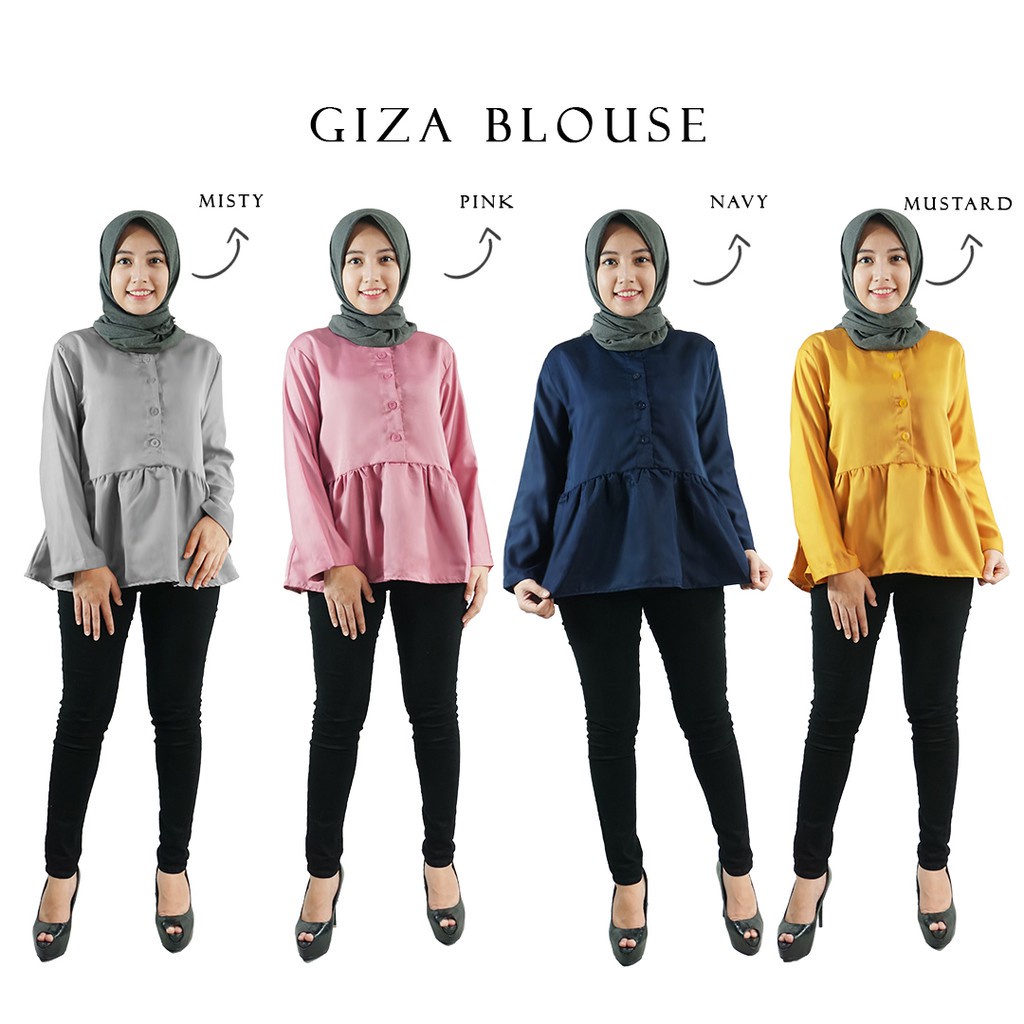 Tq88indonesia Fashion Baju Atasan Wanita Terbaru /  GIZA BLOUSE / Blus Polos Lengan Panjang / Busana Caasual Cewek / Ootd Kekinian / Outfit Kasual