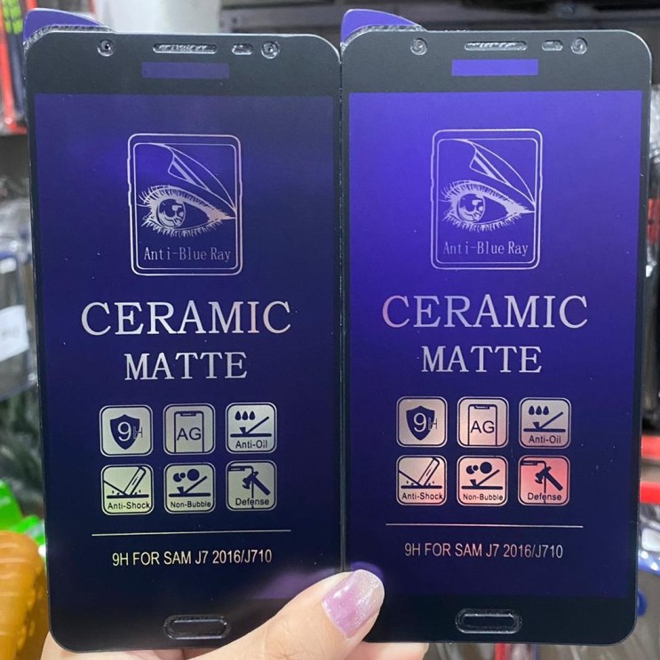 Samsung J7 2016 J710 Ceramic Matte Blue Ray Screen Guard Anti Radiasi Full Cover