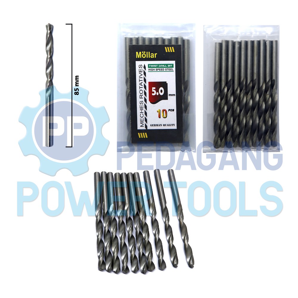 MOLLAR 1 SET 10 PCS MATA BOR BESI 5 MM MATABOR KAYU HSS DRILL BITS