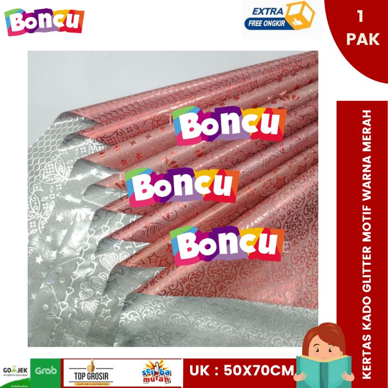 

Kertas Kado Glitter Motif Warna Merah Ukuran 50x70cm | 1 Pak 20Lembar BEST SELLER