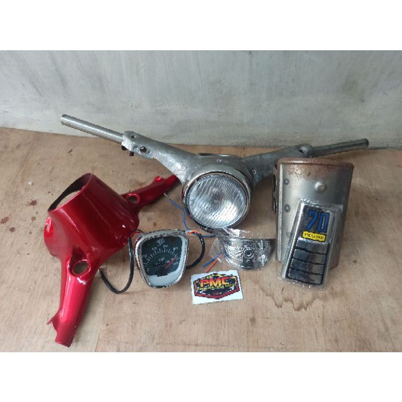 Paket Hemat Kepala C70 Set / Stang Stir C70 Batok Bawah Reflektor C70 Set Topi Speedometer C70 Panel