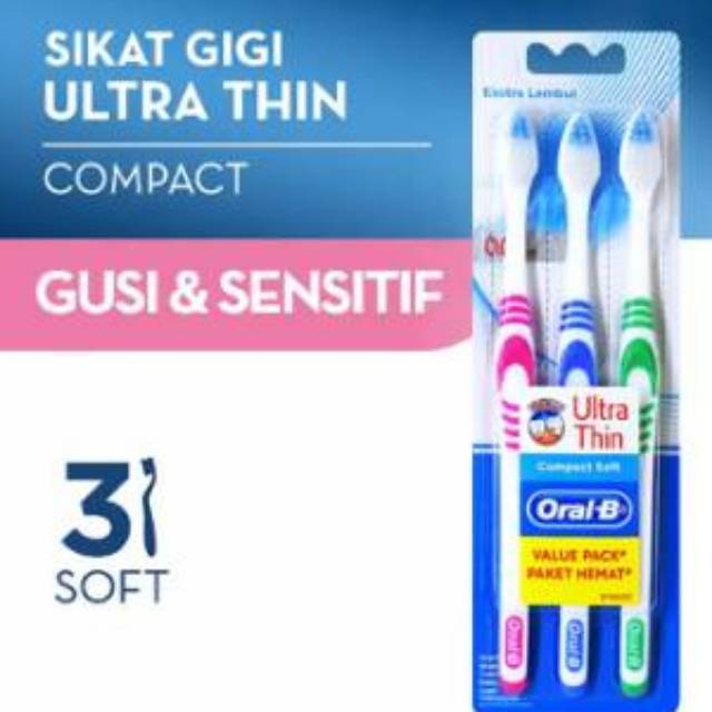 Sikat Gigi Oral B Ultra Thin Untuk Gigi dan Gusi Sensitif Triple pack