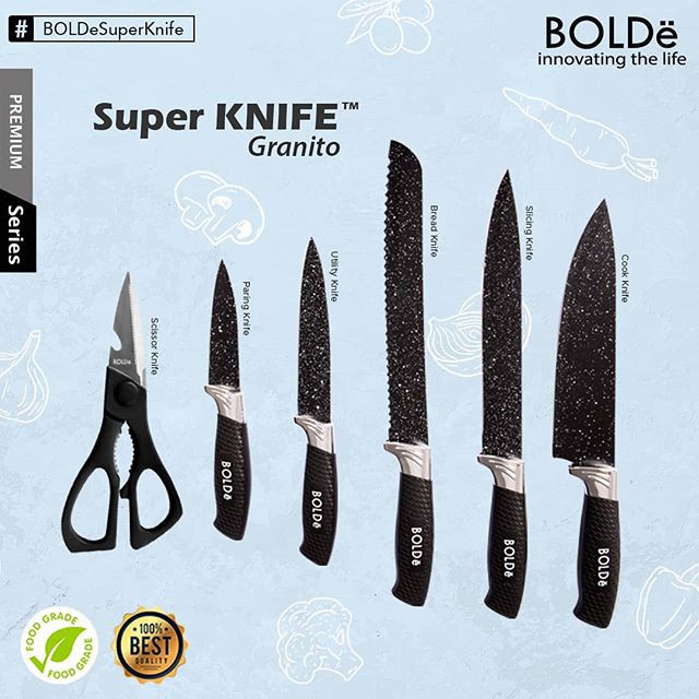 BOLDE SUPER KNIVES GRANITO 7 pcs pisau set Granito granite Italian Design Original