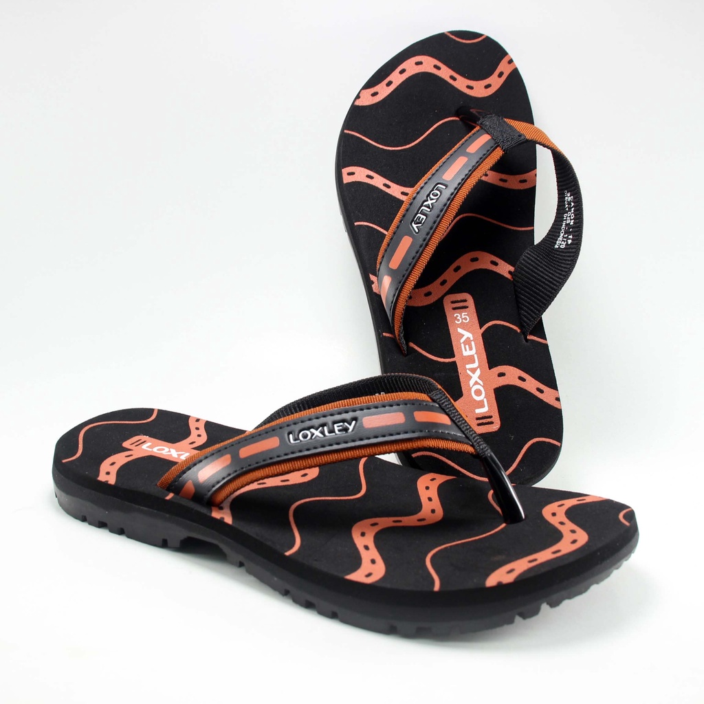 Sandal anak tanggung pria LOXLEY CANON TP Hitam - Merah bata Size 33-37