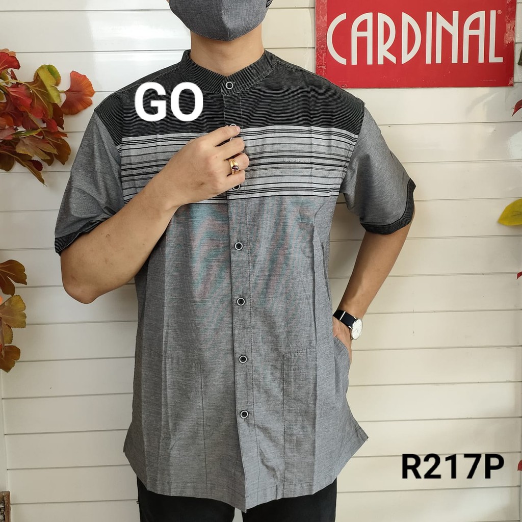 gof M-L CARDINAL KEMEJA KOKO Taqwa Pakaian Pria Original Baju Muslim Salur Lengan Pendek TCR