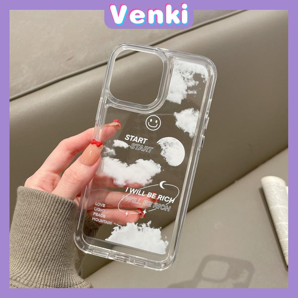 iPhone Case Clear Case Soft Thick TPU Shockproof Super Transparent Protection Camera Plating Button Clouds Smiley For iPhone 13 Pro Max iPhone 12 Pro Max iPhone 11 iPhone 7 Plus