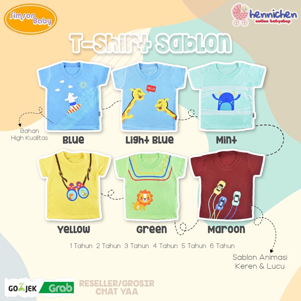 PROMO 7.7 PROMO BAJU LEBARAN MURAH Simson Baby By Aruchi Sablon Tee / Tshirt Atasan Kaos Sablon Motif Anak Laki Laki Perempuan Baju Anak Unisex Bayi dan Anak Tee Lengan pendek 1-6 tahun