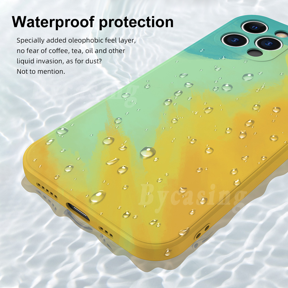 Colorful Liquid Silicone Case for VIVO Y21T Y21 Y21S Y33S Y15s Y12A Y20 Y12s Y11 2019 Y12 Y15 Y17 Y19 S1 V9 Y91C Y85 Y1S Y51A Y53S Watercolor Painted Anti Dirty Soft TPU Back Cover BY