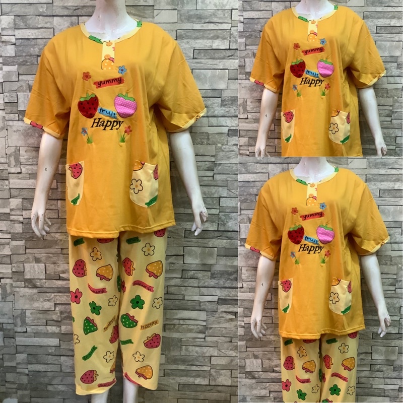 JUMBO CP DAILILAN  | BAJU TIDUR WANITA DEWASA | COD | PIYAMA-Yummy Kuning
