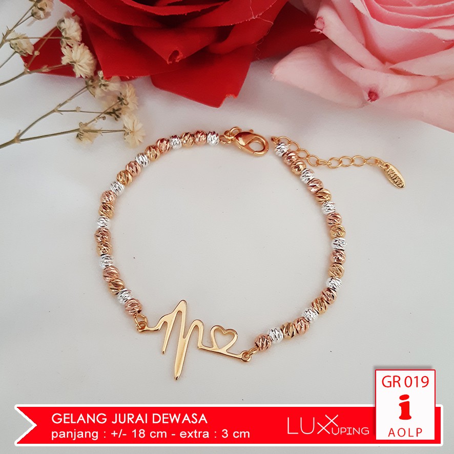 GR 019 Gelang Xuping Dewasa Kombinasi Tiga Warna Silver Gold Rose Gold Perhiasan Lapis Emas Luxx Xuping