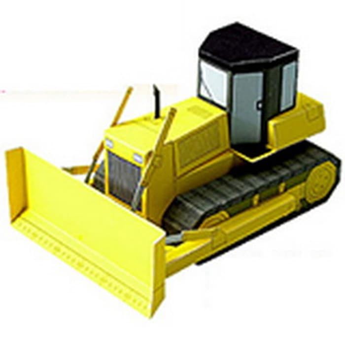 DIY Miniatur Papercraft Kendaraan Bulldozer