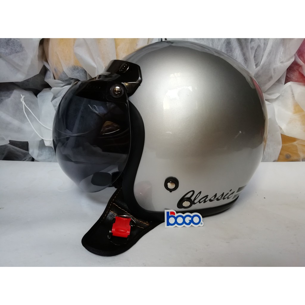 HELM BOGO CLASSIC GREY DEWASA KACA  BOGO ORIGINAL