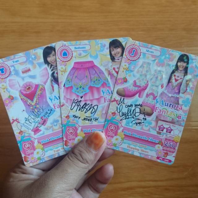 KARTU AIKATSU PROMOTION CARD JKT48 SIGN 'PINK PIROUETTE COORD' -SET 3 CARD-