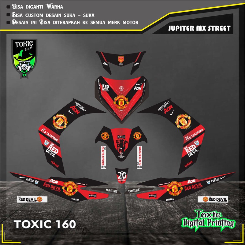 Sticker Decal YAMAHA MIO SPORTY MANCHESTER UNITED MERAH HITAM