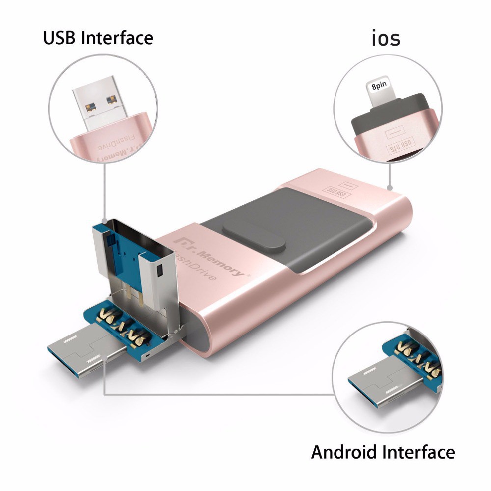 [Ready Stock]3 in 1 Memory Stick Flash Drive USB i-Flash OTG Metal untuk Android / iPhone / iPad / PC