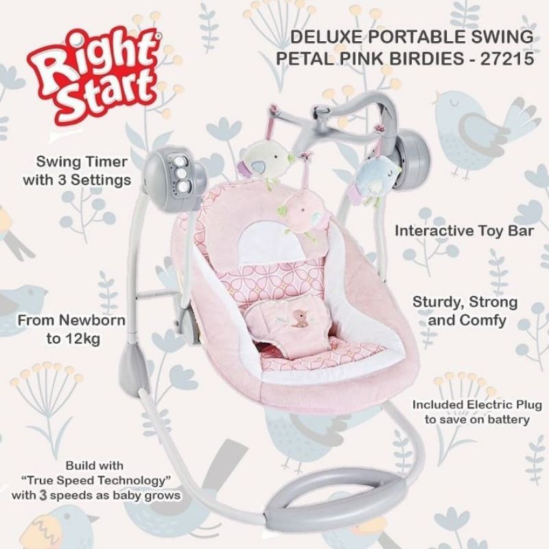 Ayunan Bayi Elektrik Otomatis Right Start Deluxe Portable Baby Swing Rocker Bouncer