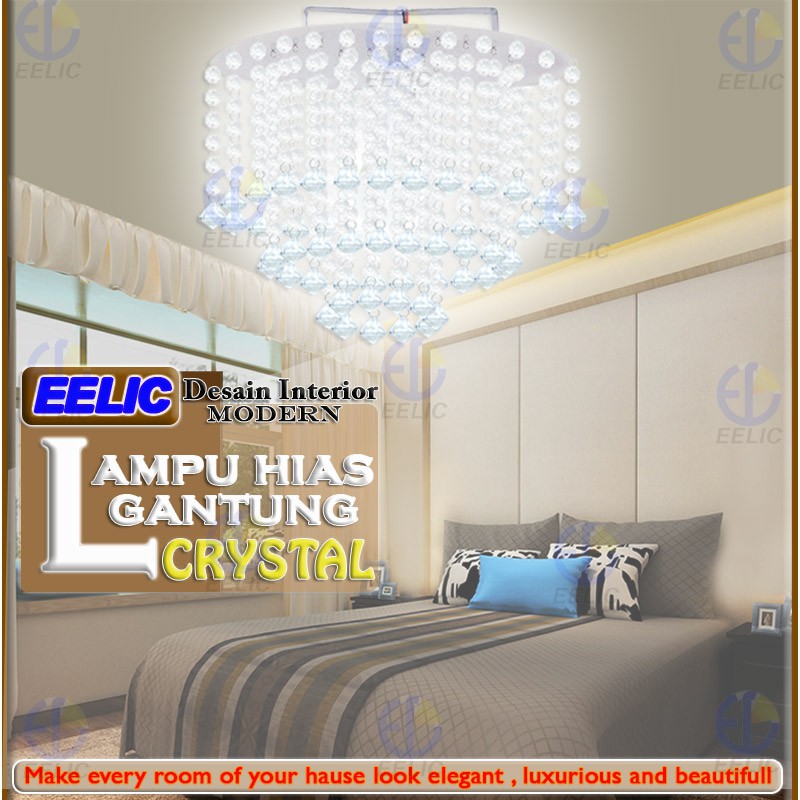 EELIC LHG-77 MIX LAMPU HIAS GANTUNG MANIK CRYSTAL DESAIN ELEGANT  + 1 PCS LAMPU LED (LAU-SL5W) 5WATT