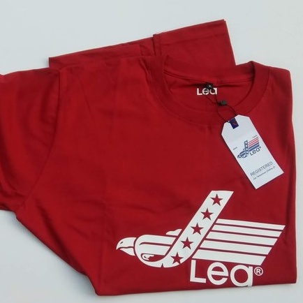 Kaos Pendek Oblong Pria Wanita Merah Logo Lea Size M L XL XXL Reguler Terbaru 2023