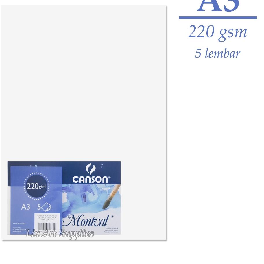 

[KODE E7IJA] Canson Montval Watercolor Paper A3 Cold Pressed - 220 gsm - 5 sheets