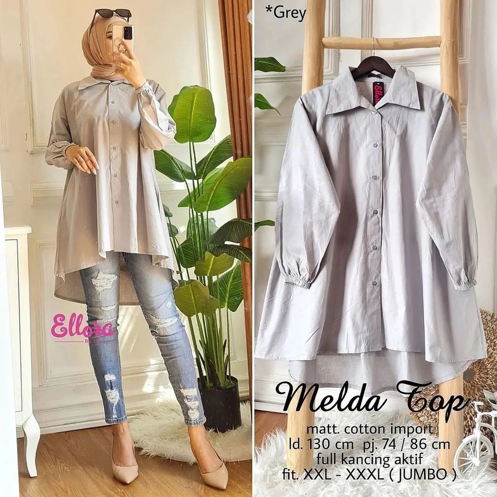 MELDA TOP BLOUSE BL KATUN PARIS LD 130 CM KANCING HIDUP / BUSUI FRIENDLY Atasan Wanita Baju Fashion 