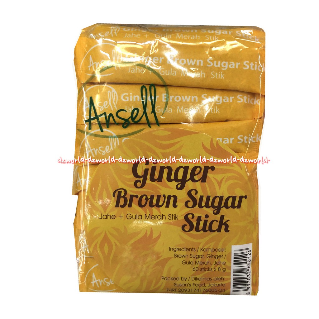 Ansell Ginger Brown Sugar Stick Jahe Gula Merah Sachets 60sticks Ansel