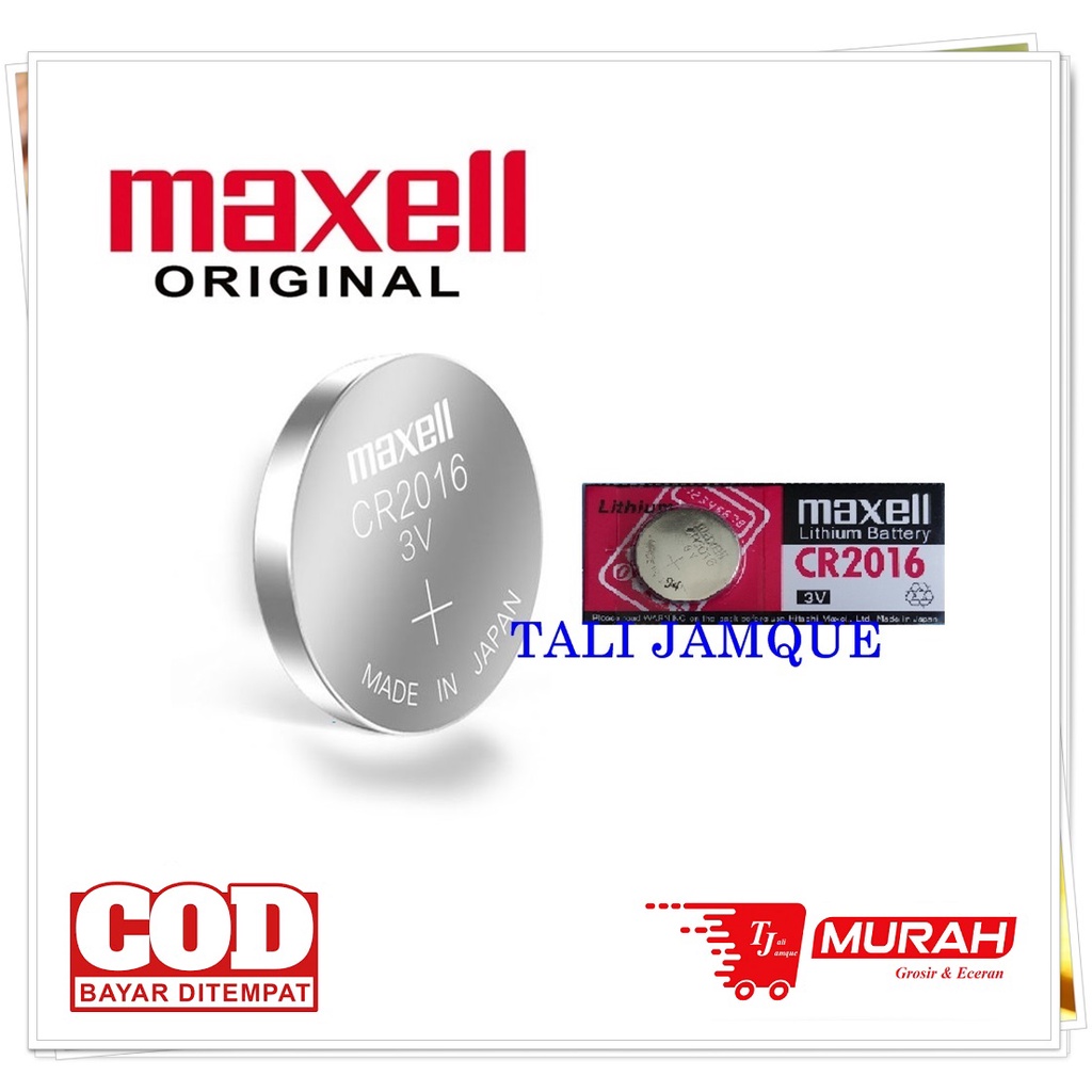 Baterai Jam Tangan Merk Maxell Tipe 2016 CR2016 CR-2016 Original Made In Japan