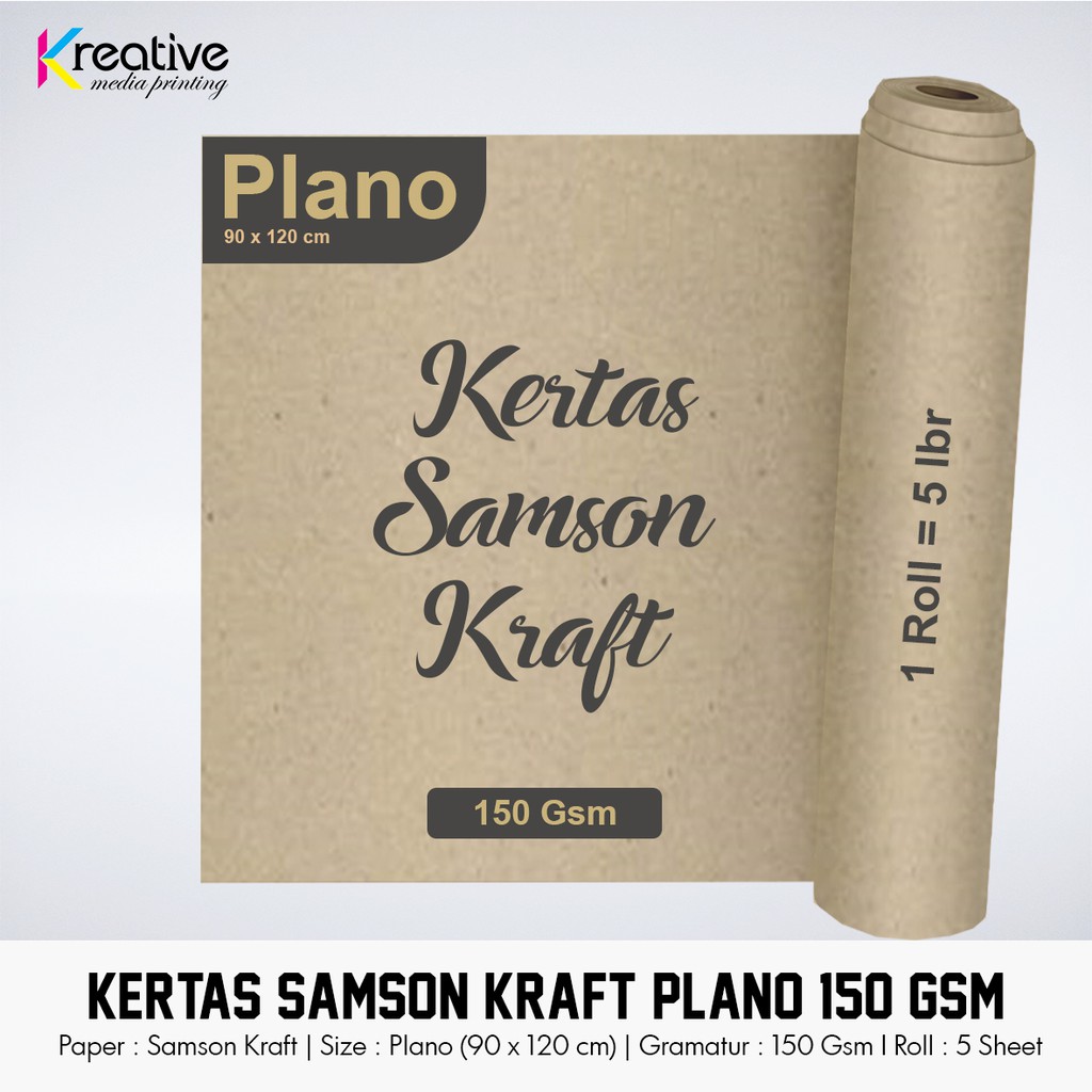 Kertas Samson Kraft (Plano 90 x 120 cm - 150 Gsm - 1 Roll = 5 lbr)