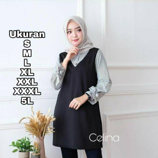 Atasan Tunik Katun Oversize Jumbo Ld 120 130 140 SELINA S M L XL XXL 3XL 5L  Baju Atasan Tunik Wanita Remaja Murah