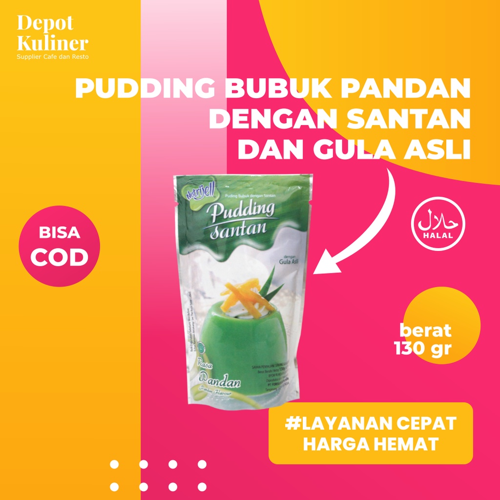 Nutrijell Pudding Santan Rasa Pandan 130gr Pandan Flavour