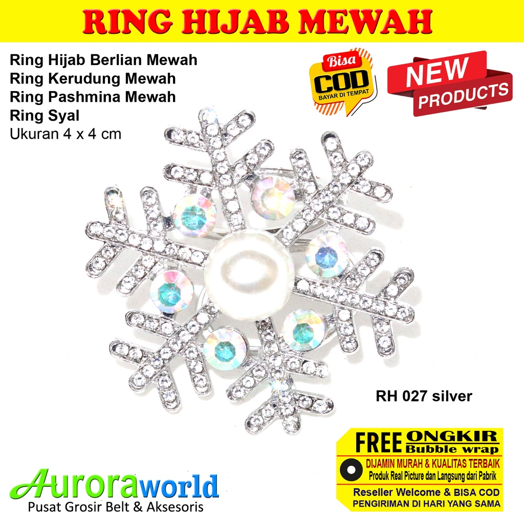 Auroraworld Ring Kerudung Ring Hijab Ring Syal Berlian Mutiara Mewah