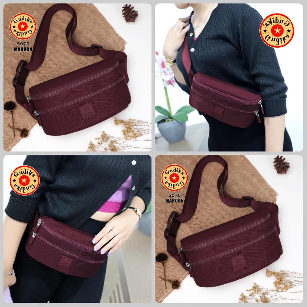 SALE GUDIKA - Waistbag Couple Trendy Import Original 5075 - Tas Wanita Pria Tas Selempang Bahu Kekinian Bahan Nylon Waterproof Anti Air - slingbag - tas mini - bag - cewek - imut - fashion - branded - santai - tas Pinggang - slempang - termurah - ori