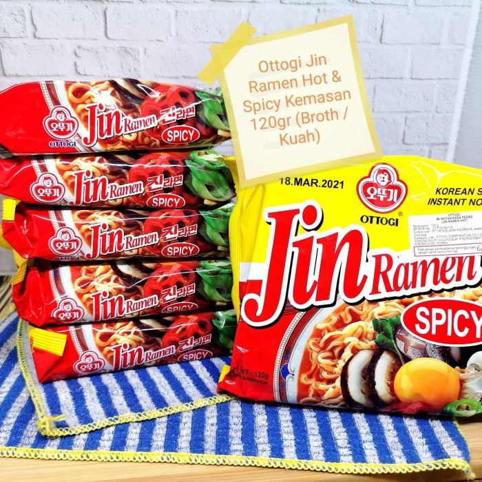 

impor-mie- ottogi jin ramen hot spicy korean membara / korea ramen pedas berkuah -mie-impor.