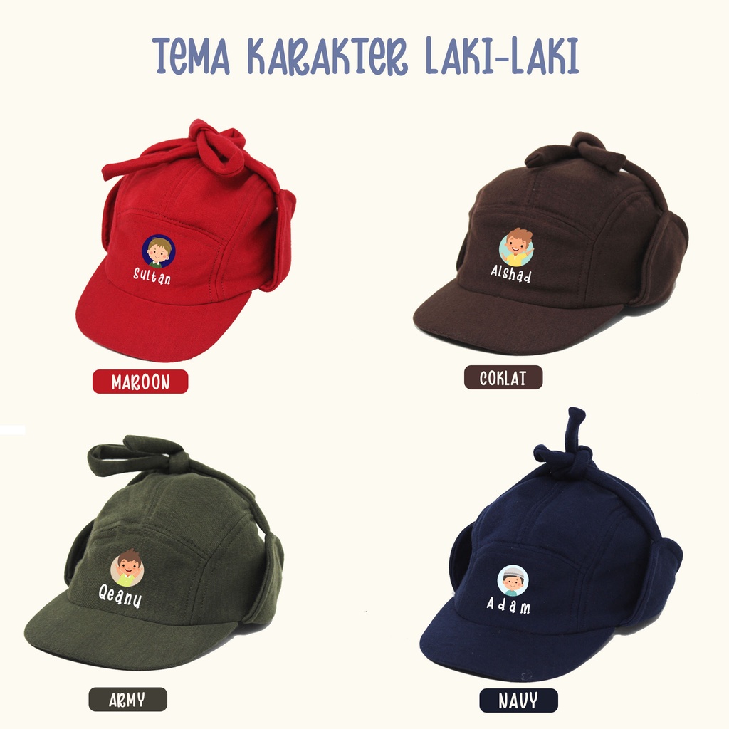 GRATIS SABLON NAMA  Topi Anak CAMPER Hat Pake Tali Usia 1-8Th By Ribbedkids