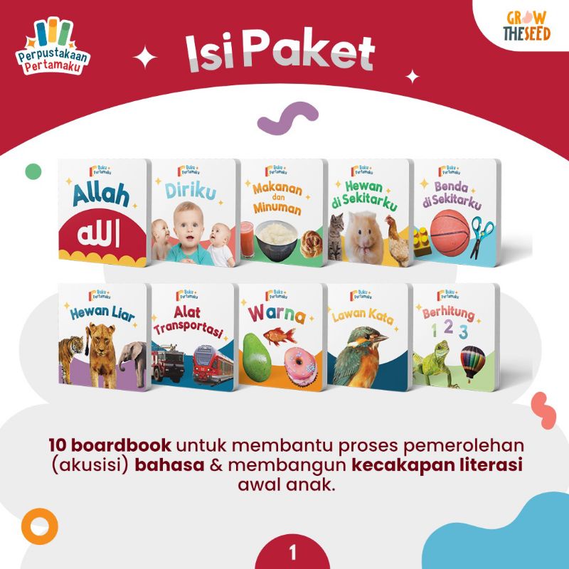 

open PO perpustakaan pertamaku / board book untuk anak