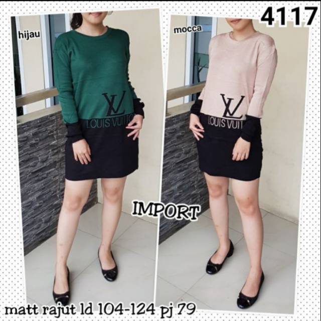 B 4117# READY SALE tunik rajut import LV, bahan halus
