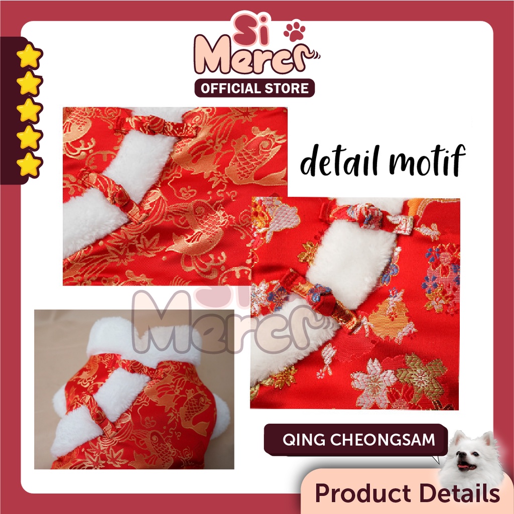 Baju Cheongsam Anjing Kucing Baju Imlek Anjing Kucing Chinese New Year Lucu Small Breeds Anjing Kucing Kecil