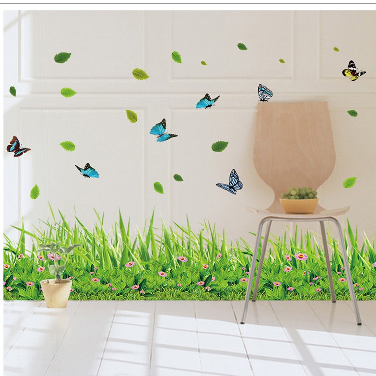 RELIZA WALL STICKER RUMPUT HIJAU GREEN GRASS GARDEN STIKER DINDING XL7180