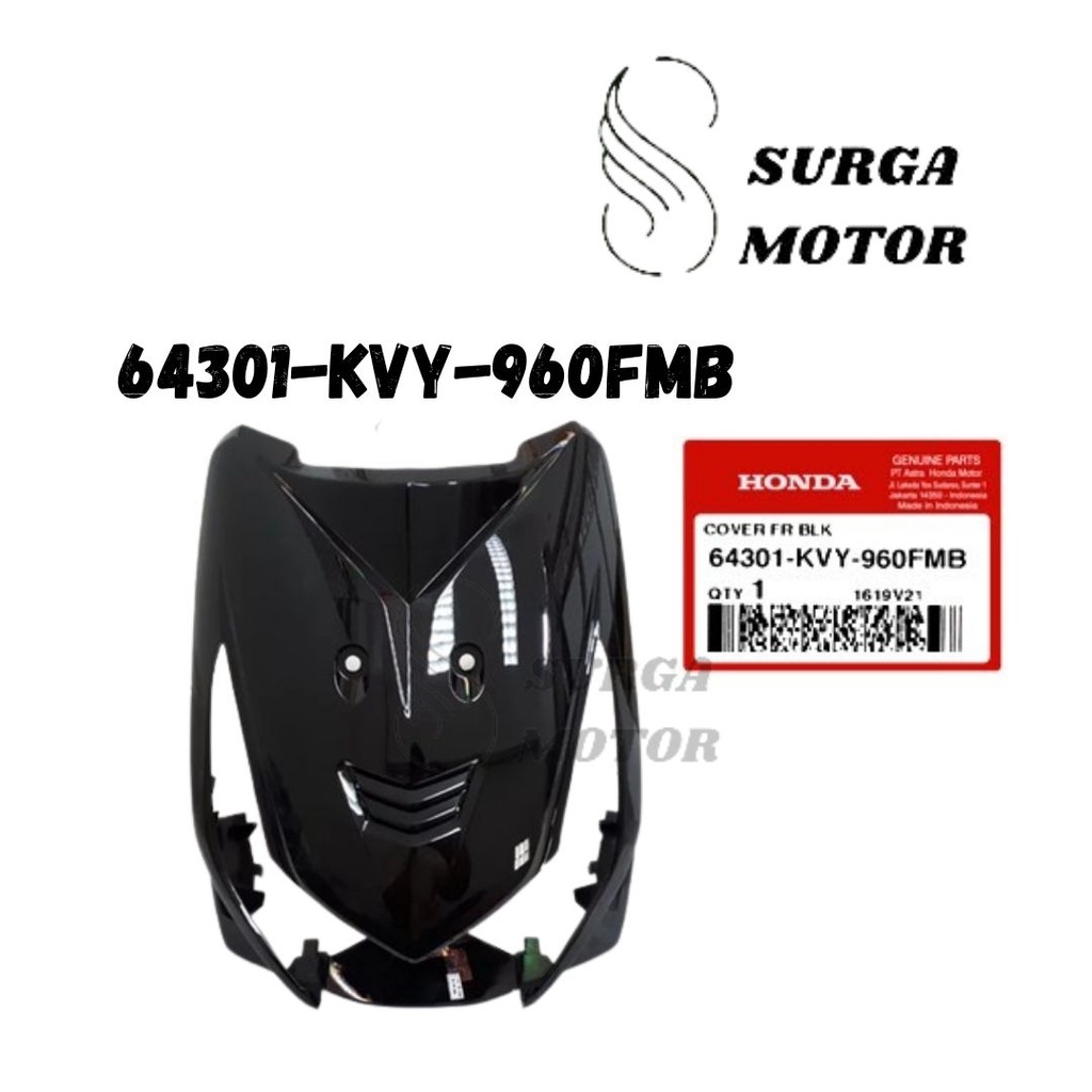 Cover Front FR Panel Tameng Tebeng Lampu Depan Beat Karbu Hitam Black Original Asli ORI HONDA AHM 64