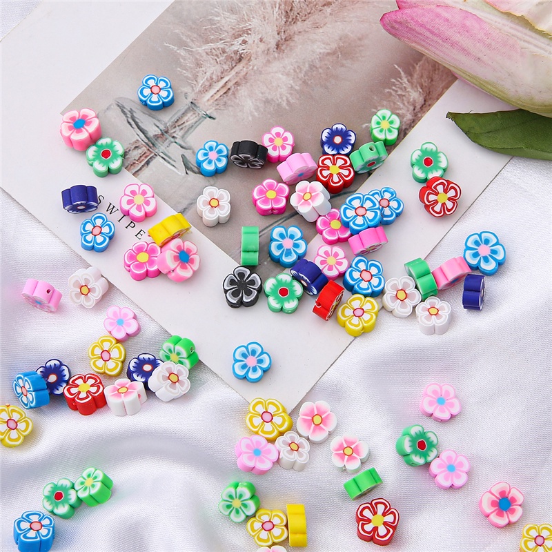 30Pcs/lot 10mm Clay Flower Mix Color Polymer Spacer Loose Beads For Jewelry Making Bracelets Necklace DIY Earrings Accessories