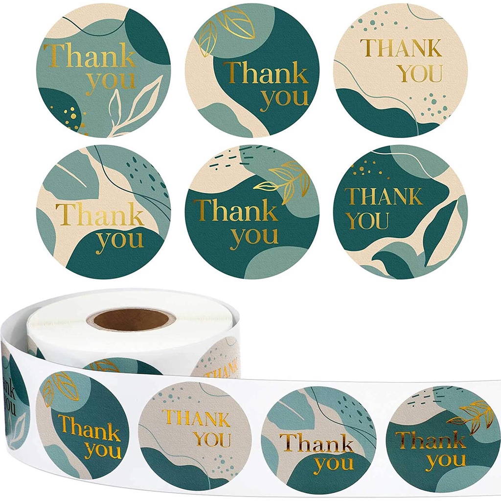 

50pcs Cute Green Leaves Thank You Seal Sticker Stiker Online Shop Packaging Label Segel Packing Kardus Box