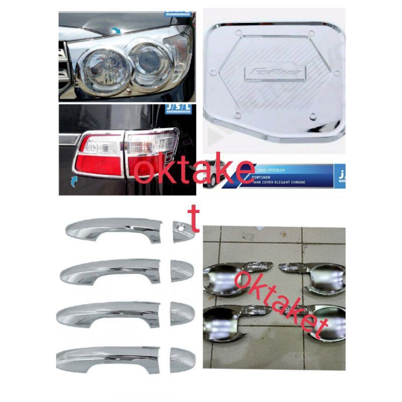 paket lengkap new fortuner hitam chrome jsl garnish outer handle tank paket