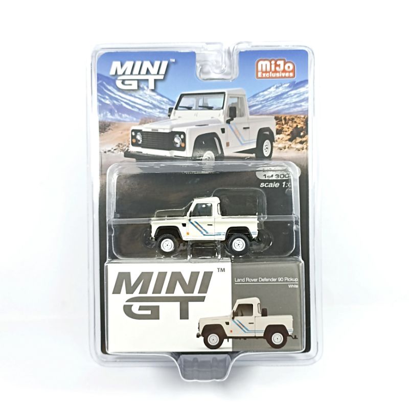 MINI GT 338 Land Rover Defender 90 Pickup - Putih Blister MiJo Exclusive